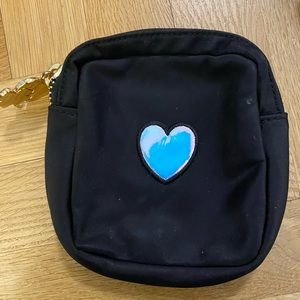 Stoney Clover Lane Black Nylon Mini Pouch With Silver Heart
